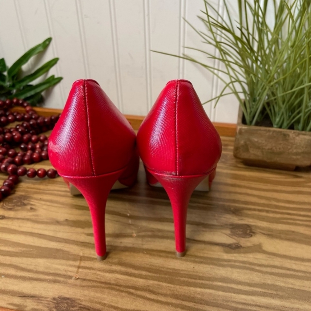 Marc Fisher Red Marsha Peep Toe Heels 8.5M - Picture 8 of 12